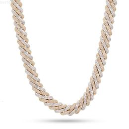 Hip Hop Jewellery Moissanite Cuban Necklace Ice Out Diamond Cuban Link 925 Silver 14mm Iced Miami Cuban Chain