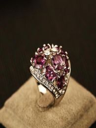 Fashion personality gem amethyst female imitation platinum ring exaggerated trendy fashion female wild ring party casual Jewellery r4896094