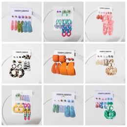 Dangle Earrings DAVINI 22Pairs Acrylic Statement Set Mottled Resin Hoop Drop Earring Polygonal Fashion