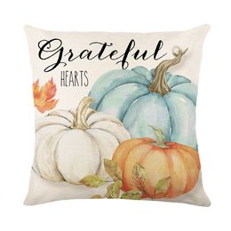 Pillow Covers 18x18 Pumpkin Maple Leaf Thanksgiving Throw Pillow Covers with Cotton Linen Autumn Cushion Case Fall Decor for Home Couch Sofa Modern Farmhouse