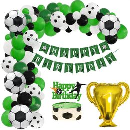 Football Themed Balloon Set Celebration Ball Birthday Chain Soccer Champion Blackjack 76pcs 240418