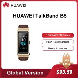 Wristbands Original Huawei TalkBand B5 Bluetooth Headset Smart Bracelet Fitness Tracker Heart Rate Monitoring AMOLED Screen Smart Wristband