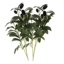 Decorative Flowers 2pcs Simulation Olive Leaf Stems Artificial Stem Fake Ornament