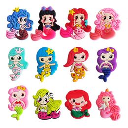 Anime charmswholesale childhood memories fairy mermaid princess funny gift cartoon charms shoe accessories pvc decoration buckle soft rubber clog charms