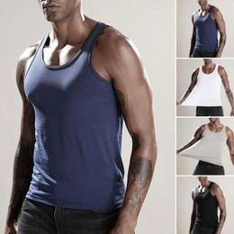 Men's Tank Tops Solid Colour Vest Slim Fit Sleeveless Gym Top With Sweat Absorption Quick-drying Technology O For Casual