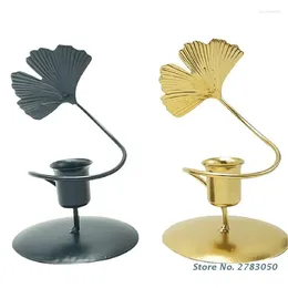 Candle Holders Wrought Iron Ginkgo Leaf Love Heart Holder Metal Candlestick Crafts For Wedding Dining Table Romantic Dinner Decoration