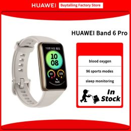 Wristbands 100% Original Huawei Band 6 Pro Wristbands All Day SpO2 Monitoring Heart Rate Tracker Smartband Bracelet FullView AMOLED NFC