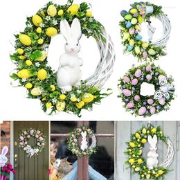 Decorative Flowers Easter Wreath Pendant Simulation Wall Hanging Pendants Family Holiday Decoration Props Home Decor