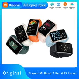 Wristbands 2022 NEW Xiaomi Mi Band 7 Pro GPS Smart Bracelet 1.64" AMOLED Blood Oxygen Fitness Tracker Bluetooth Magnetic Charging Smartband