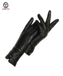 New Women's Gloves Genuine Leather Winter Warm Woman Soft Female Rabbit Fur Lining Riveted Clasp High-quality Mittens T2008192353949