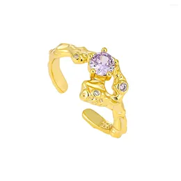 Cluster Rings S925 Sterling Silver Open Ring Z Zircon Women Fine Jewellery Irregular Crystal Wedding Jewels