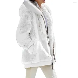 Women's Fur Outerwear 2024 Winter Womens Coat Fashion Casual Ladies Clothes Hooded Zipper Jacket Cashmere 4XL 5XL