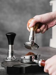 58.5mm Coffee Tamper Constant Pressure Coffee Force Tamper Espresso Impact Tamper Automatic Rebound Powder Press Hammer 240410