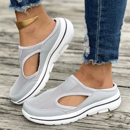 Breathable Mesh Sports Slippers Women Casual Cut Out Wedge Slides Sandals Woman Summer Comfortable Non Slip Walking Shoes 240412