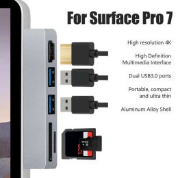 Hubs USB C Hub 4K HD Multimedia Interface Data Transmission Dual USB3.0 Ports 5 in 2 USB C Hub for Surface Pro 7