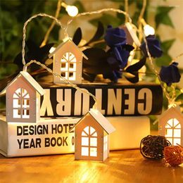 Strings LED Garland Wood House String Light Room Decor Lamp Wedding Party Holiday Fairy Lights Novelty Warm White