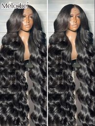 Melodie 40 Inches 250 Density 13x6 Human Hair Lace Frontal Wigs Glueless PreCut Water Wave 13X4 Front Body Wave For Women 240409