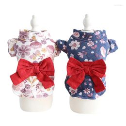 Dog Apparel Petstyle Thickened Japanese Cherry Blossom Kimono Fall/Winter 2024 Teddy Cat Costume Pet Clothes