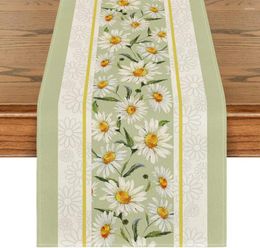 Table Cloth Flowers Daisy Spring Linen Runner Seasonal Holiday Kitchen Wedding Party Dining Decor Dresser Scarf Home