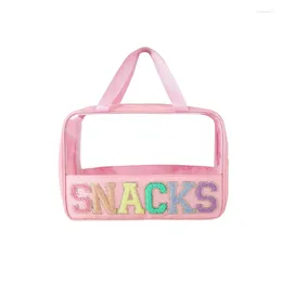 Cosmetic Bags SNACKS Letter Bag Women Travel Pvc Toiletry Organiser Waterproof Transparent Makeup Clear Handle