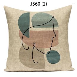 Pillow Polyester Pillowcase For Room Aesthetic Decor Square Colour Block Facial Stick Figures Covers Exquisite Artistic E2051g 4