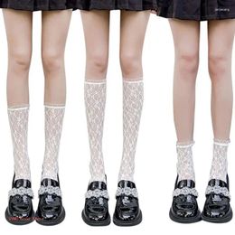 Women Socks Lace Trim Japanese Maiden Lovely Calf Harajuku Uniform For Student Girls Cosplay Hosiery