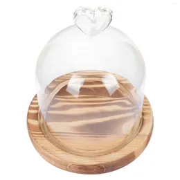 Storage Bottles Heart-shaped Love Glass Cover Vase Wedding Table Decorations Wood Eternal Flower
