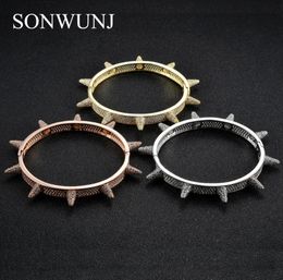 Hip Hop Iced Out Bling Openable Bangle For Women Men Jewelry Copper Cz Stone Punk Bracelet B013 MX1907275355646