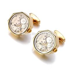 Promotion Immovable Watch Movement Cufflinks Stainless Steel Steampunk Gear Watch Mechanism Cuff links for Mens Relojes gemelos 205584179