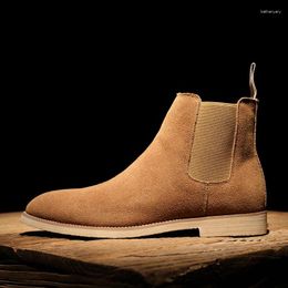 Boots Suede Leather Men Dress Outdoor Non-slip High-top Business For Men's Plush Winter Ankle Big Size HighQuality