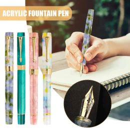 Pens Business Jinhao 100 Acrylic Fountain Pen Colour Spin Orchid Golden Calligraphy Nib Fude Peacock Pen Office 0.5mm Suppl O3h6