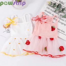 Dog Apparel Summer Dress Thin Breathable Pet Princess Skirt For Small Medium Dogs Cats Cute Print Puppy Vest Chihuahua Yorks Clothing