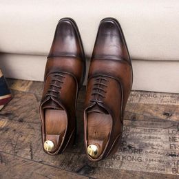 Casual Shoes Oxford Brogue Bridegroom Dress Men Black Korean Style Genuine Leather Original Business Designer Gents Italian