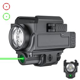 Scopes 800 Lumens Pistol Gun Light with Red Green Dot Laser Sight Rechargeable Flashlight Hunting Weapon Light for 20mm Picatinny Rail