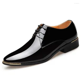 Casual Shoes Men's Pointed Toe Business Fashion Bright Patent Leather Formal Black For Men Size38-48