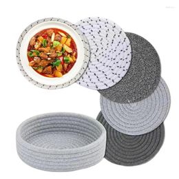 Table Mats Farmhouse Woven Coasters 5pcs Cotton Weave Round Drink 7.08 Inches Rope High Water Absorption