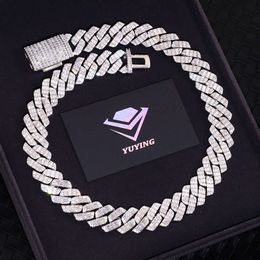 Rapper Fashion Design 20mm Wide Cuban Link Chain S925 Silver Baguette Vvs Moissanite with Gra Certificate Gold Plated Necklace