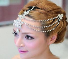 Fashion Crystal Beaded Pearls Metal Bohemian Hair Band Bridal Hair Accessories Vintage Wedding Tiaras Chains 1777126