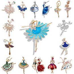 Brooches European And American Fashion Figures Creative Dancing Girls Pearls Water Diamonds Oil Paintings Versatile