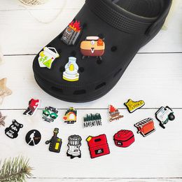 Anime charms wholesale childhood memories outside door adventure hiking funny gift cartoon charms shoe accessories pvc decoration buckle soft rubber clog