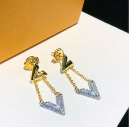 Designer Jewelry charm diamond earrings Brand Ear studs set for fashion Women Big Hoop Earring Party Wedding Nice pearl Gold Earrings Hip Hop Stud with Original box