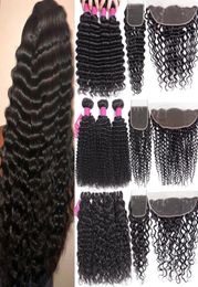 9A Brazilian Virgin Closures 4X4 Or 13X4 To Ear Lace Frontal Human Hair Bundles With Closure8301520