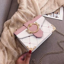 Shoulder Bags PU Leather Purses And Handbags For Women Designers Luxury Girls Female Shoppers Fashion Lingge Heart Shape Chain Crossbody