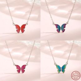 Pendants 2024 S925 Sterling Silver Various Styles And Versatile Fashionable Dropped Drop Glue Butterfly Necklace