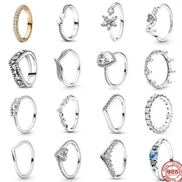 Cluster Rings 925 Sterling Silver Ring With Various Sparkling Shapes Zircon Boutique DIY Fashion Trendy Women's Jewellery High Quality