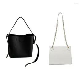 Bag ASDS-Women's Shoulder PU Leather Black & Crocodile Pattern Women Handbag White