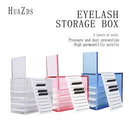 HUAZDS False Eyelashes Storage Box 5 Layers Acrylic Pallet Lash Holder RED/BLUE/WHITE 240407