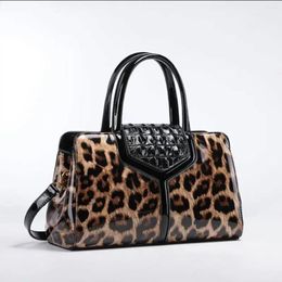 Evening Bags 2024 Fashion Patent Leopard Leather Women Backpack High Quality Female Lady Student Bag Girl Brand Casual School Travel