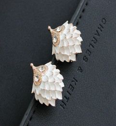 New animal ear studs electroplated paint black and white small earrings natural and fresh style bulk sales2545015