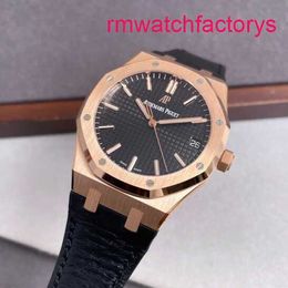 AP Automatic Wrist Watch Royal Oak Series 15510OR.OO.D002CR.02 Rose Gold Black Face Mens Fashion Leisure Business Watch